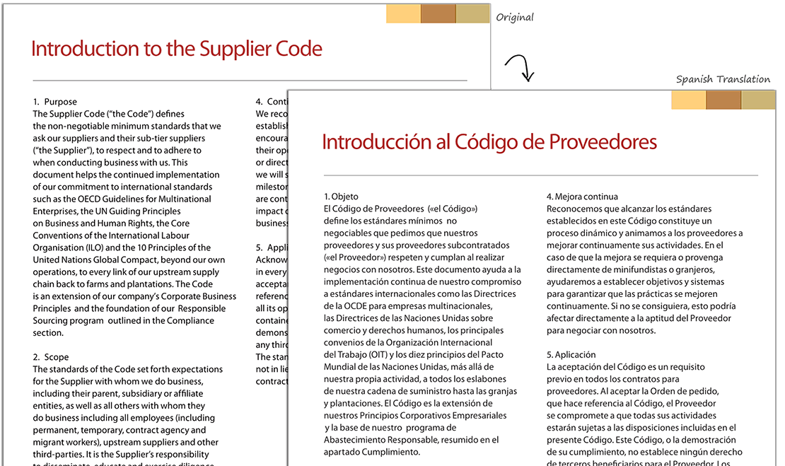 Sample Translation of Supplier Code